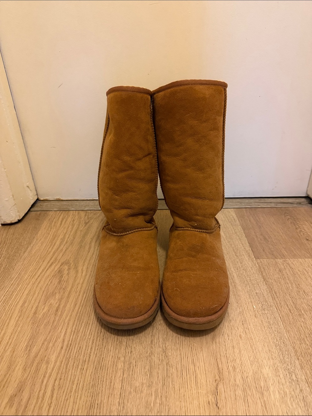 UGG Women's Suede Mid-Calf Winter Boots in Chestnut Brown